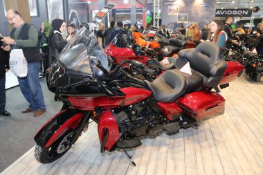 İSTANBUL, TURKEY - 22 Şubat 2020: İstanbul 'daki Motobike İstanbul Fuar Merkezi' nde Harley-Davidson Motosikleti sergileniyor