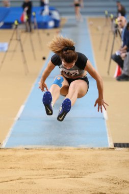 İSTANBUL, TURKEY - 29 Şubat 2020 Ruhi Sarialp Atlama Şampiyonası sırasında tanımlanamayan üçlü atlama