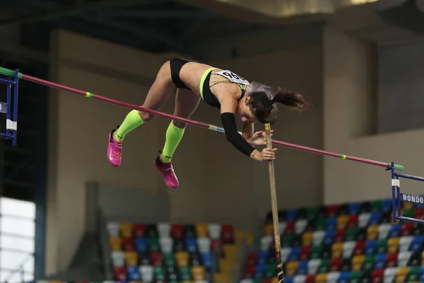 Istanbul Turkey Februari 2020 Onbepaalde Atleet Pole Vaulting Tijdens Ruhi — Stockfoto