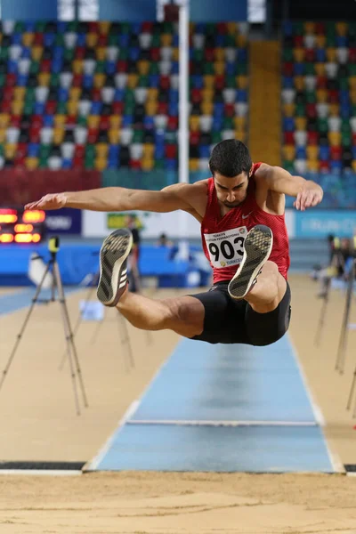 Istanbul Turquia Fevereiro 2020 Atleta Indefinido Salto Comprimento Durante Ruhi — Fotografia de Stock