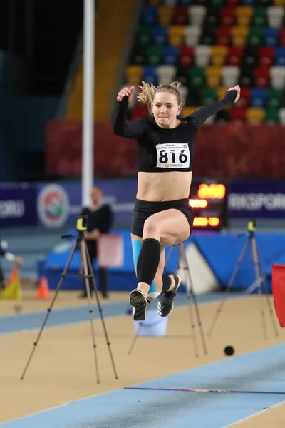 Istanbul Turkey February 2020 Undefined Athlete Triple Jumping Ruhi Sarialp — Stock Photo, Image