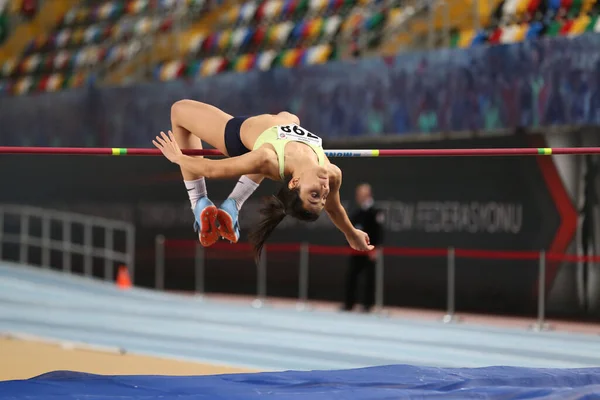 Istanbul Turquía Febrero 2020 Atleta Indefinido Saltando Alto Durante Salto — Foto de Stock