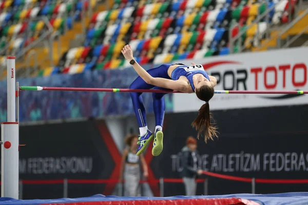 Istanbul Turquia Fevereiro 2020 Atleta Indefinido Salto Altura Durante Ruhi — Fotografia de Stock