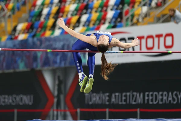 Istanbul Turkey February 2020 Undefined Athlete High Jumping Ruhi Sarialp — Stock Photo, Image
