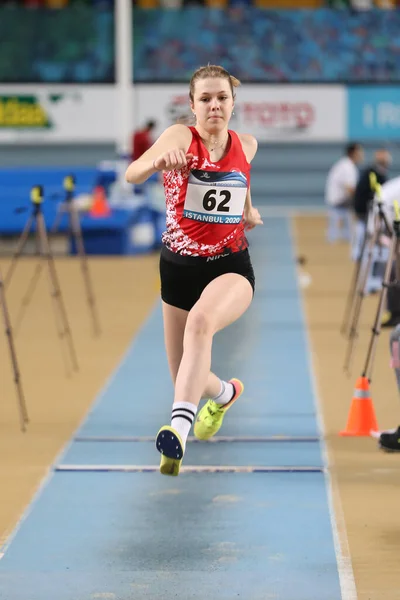 Istanbul Turkey Mars 2020 Odefinierad Idrottare Trippel Hoppning International U18 — Stockfoto