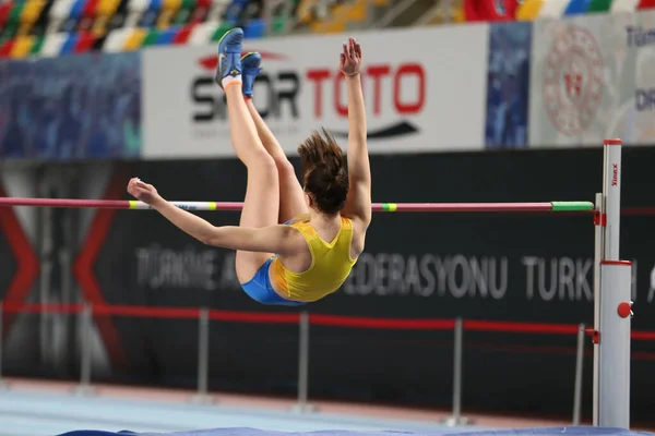 Istanbul Turquia Março 2020 Atleta Indefinido Salto Altura Durante International — Fotografia de Stock