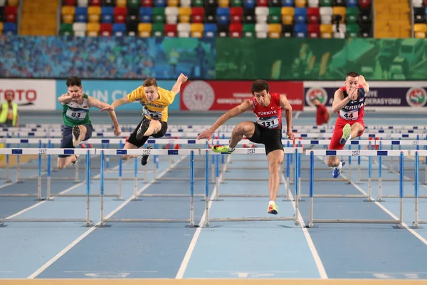 Istanbul Turkey March 2020 Athletes Running Metres Hurdles International U18 — Stock Photo, Image