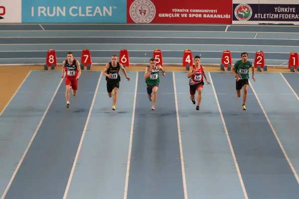 Istanbul Turquía Marzo 2020 Atletas Corriendo Metros Durante International U18 —  Fotos de Stock