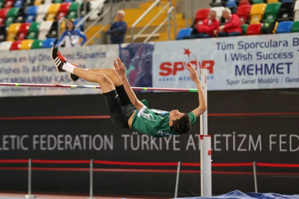 Istanbul Turkey Március 2020 Meghatározatlan Sportoló Magasugrás Nemzetközi U18 Fedett — Stock Fotó
