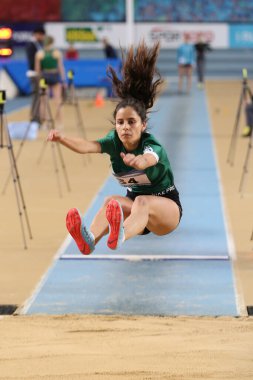 ISTANBUL, TURKEY - 07 Mart 2020: Uluslararası U18 Salon Atletizm Maçı sırasında tanımlanamayan atletler