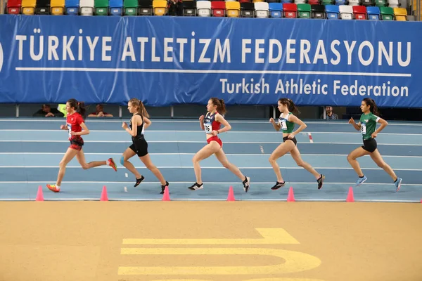 Istanbul Turkey March 2020 Athletes Running International U18 Indoor Athletic — Stock Photo, Image