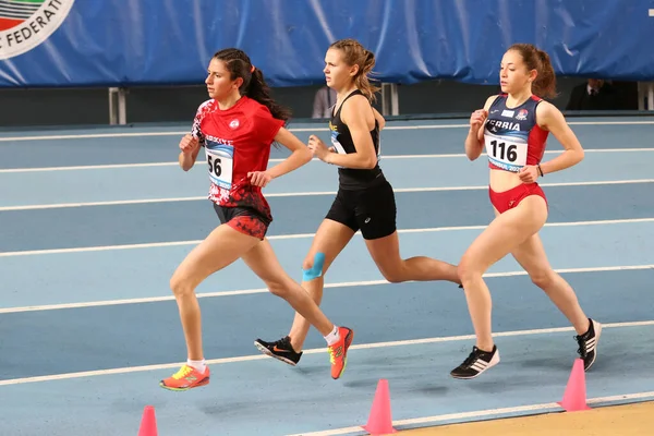 Istanbul Turkey March 2020 Athletes Running International U18 Indoor Athletic — Stock Photo, Image