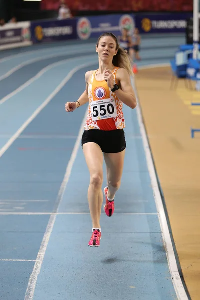 Istanbul Turquia Março 2020 Atleta Indefinido Correndo Durante Copa Indoor — Fotografia de Stock