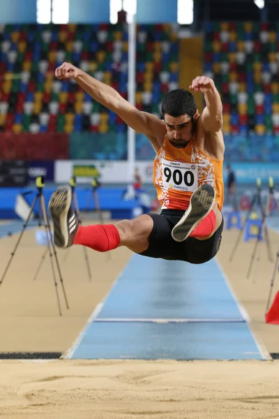 Istanbul Turquia Março 2020 Atleta Indefinido Salto Comprimento Durante Copa — Fotografia de Stock