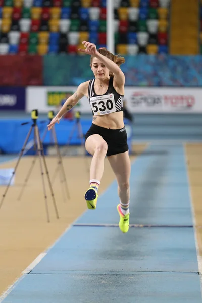 Istanbul Turkey March 2020 Undefined Athlete Triple Jumping Turkish Athletic — Stock Photo, Image