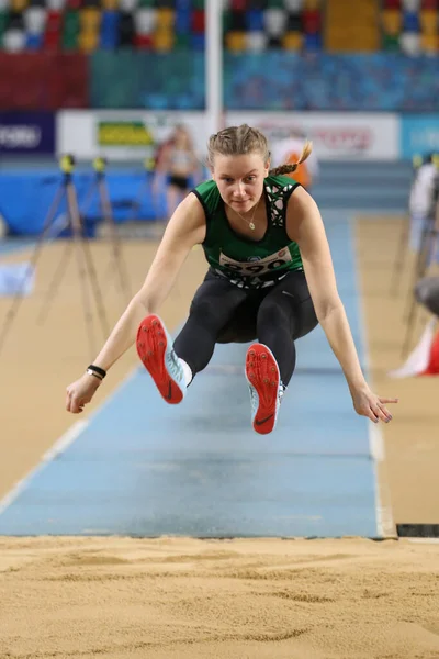 Istanbul Turquia Março 2020 Atleta Indefinido Salto Triplo Durante Copa — Fotografia de Stock