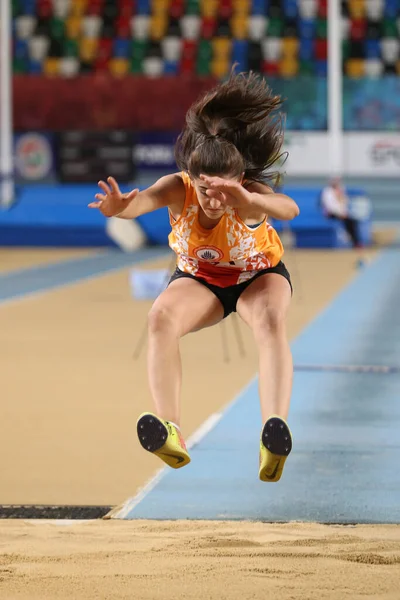 Istanbul Turquia Março 2020 Atleta Indefinido Salto Triplo Durante Copa — Fotografia de Stock