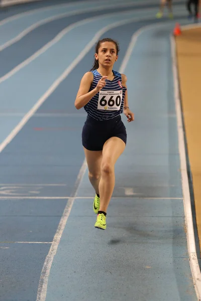 stock image ISTANBUL, TURKEY - MARCH 08, 2020: Undefined athlete running during Turkish Athletic Federation Indoor Cup