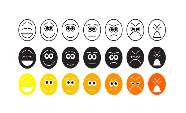 Verzameling van leuke smiley emoticons, emoji plat ontwerp, vectorillustratie. — Stockvector