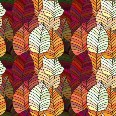 Renkli sonbahar yapraklarıyla kusursuz bir arka plan. Vektör illüstrasyonu.