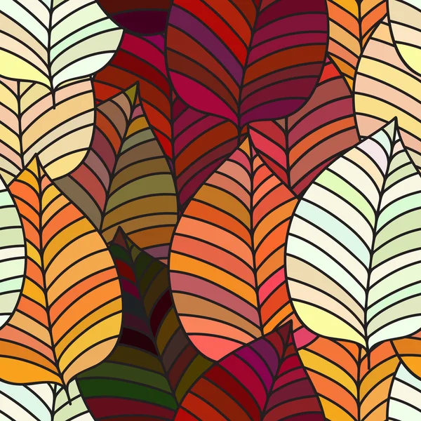 Бесшовный фон с красочными осенними листьями. Повторение текстуры с цветочным мотивом. Векторная иллюстрация . — стоковый вектор