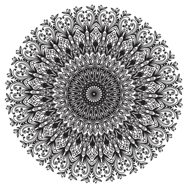 Vector Beautiful Deco Black Mandala, Elemento di design decorato, Amuleto etnico, motivo floreale rotondo — Vettoriale Stock