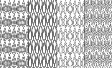 Basit Seviyelendirilmiş geometrik desenleri kümesi. Doğrusal minimalist arka plan ayarlamak. damla motifi ile 4 yinelenen dokular.