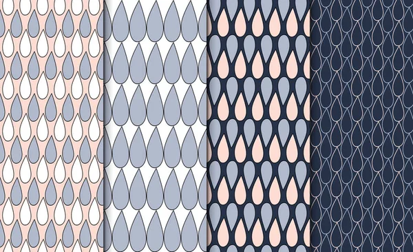 Set di semplici schemi geometrici delineati. Set di sfondo lineare minimalista. 4 texture ripetute con motivo a goccia . — Vettoriale Stock