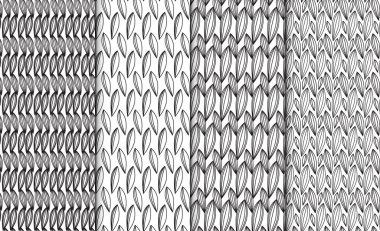 Basit doğrusal soyut model organik dokular topluluğu. Tohum motifi ile 4 arka planlar kümesi. Sorunsuz yinelenen retro tarzı doku seti.