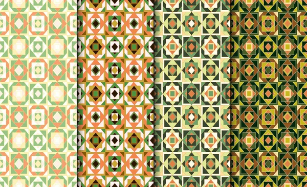 Collectie van eenvoudige geometrische patroon texturen. Set van 4 achtergronden. Naadloze herhalende reeks van de textuur van het retro stijlen. — Stockvector