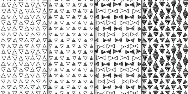 Conjunto de patrón abstracto sin costura con triángulos dibujados a mano — Archivo Imágenes Vectoriales