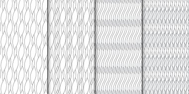 Basit geometrik desen dokular topluluğu. 4 arka planlar kümesi. Sorunsuz yinelenen retro tarzı doku seti.