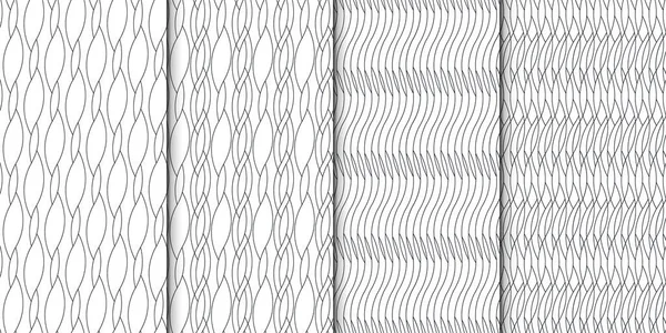 간단한 기하학적 패턴 질감의 컬렉션입니다. 4 배경 설정 합니다. 원활한 반복 복고풍 스타일 텍스처 세트. — 스톡 벡터
