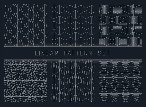 Doğrusal siyah beyaz geometrik desen dokular topluluğu. 6 arka planlar kümesi. Sorunsuz tek renkli doku küme yinelenen.