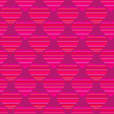 Kalpleri ile Seamless modeli. Düğün davetiyeleri, tebrik kartları, yazdırma, hediye paketi için romantik şablon. Renkli çizgili yürekleri yüzey deseni.