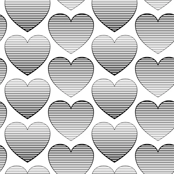 Seamless pattern with hearts. Romantic pattern for wedding invitations, greeting cards, print, gift wrap. Surface pattern with colored striped hearts. — Stock Vector