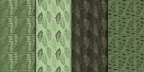 Ensemble de motifs vectoriels sans couture. Conception graphique colorée. Feuilles décoratives. Fond floral avec motif botanique élégant. Ornement élégant moderne . — Image vectorielle