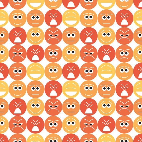 Naadloze patroon met coloful emoticons. Vectorillustratie. Achtergrond met cartoon tekenen van verschillende emoties. — Stockvector