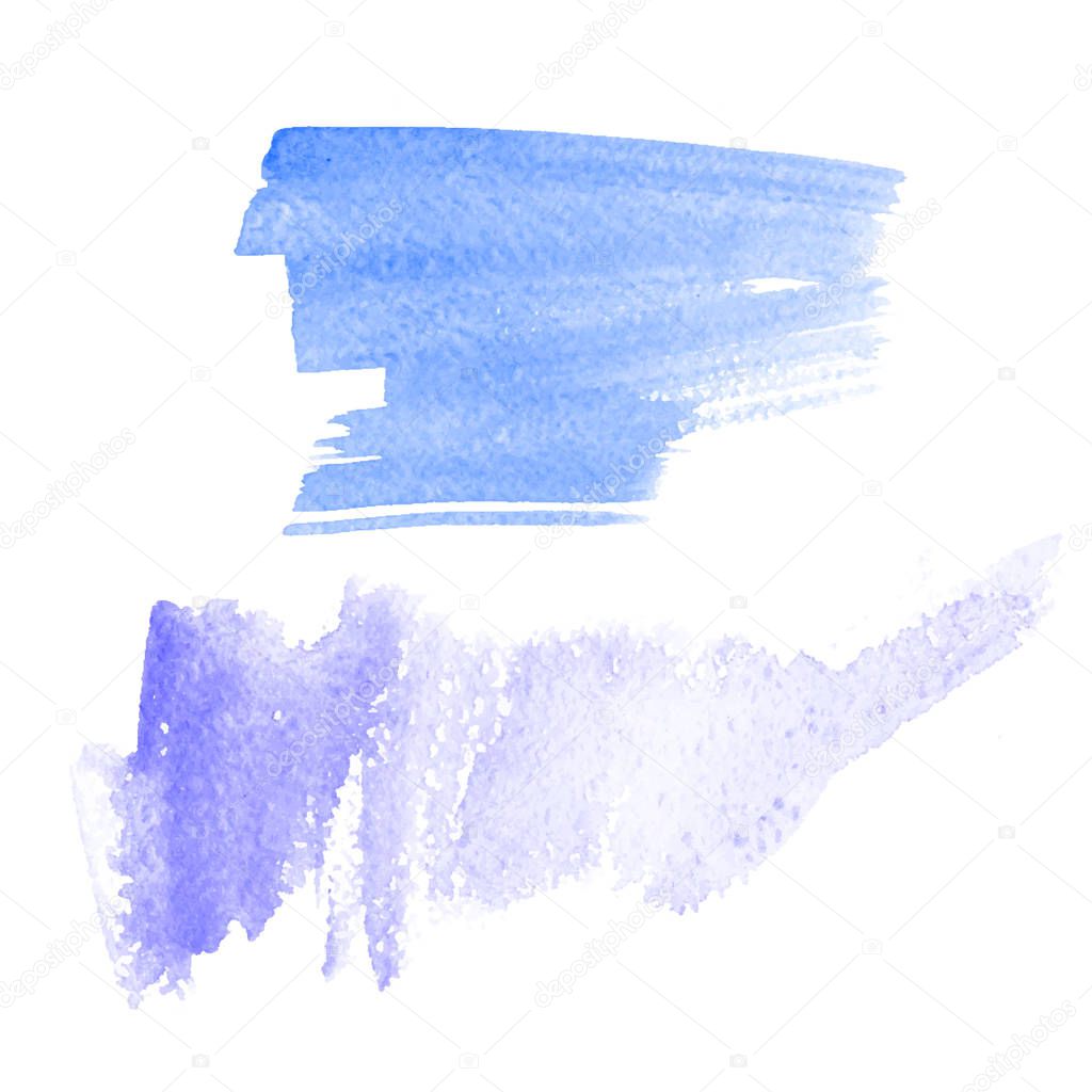 Vector hand drawn watercolor brush stains. 2 colorful painted strokes.
