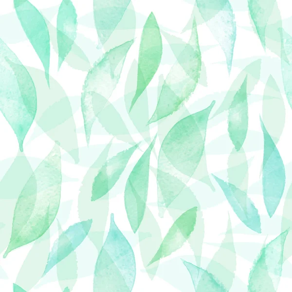 손으로 그린된 수채화와 원활한 벡터 패턴 단풍. 벡터 완벽 한 배경입니다. 유기 손으로 그린 원활한 화려한 배경입니다. 녹색 색상에서 자연 식물 텍스처. — 스톡 벡터