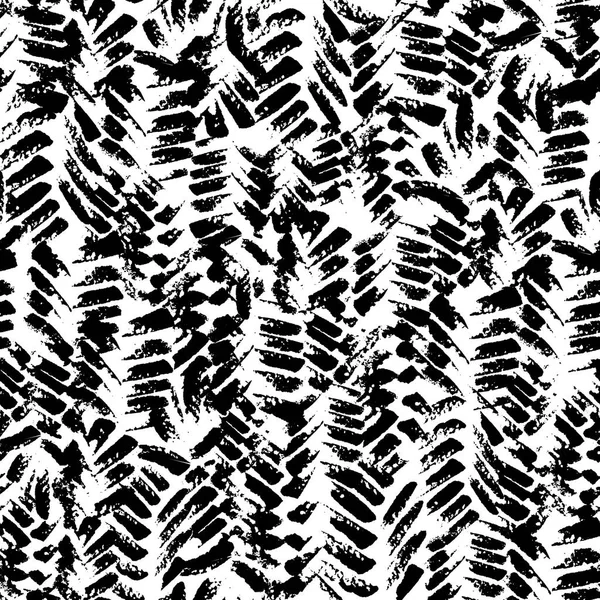 Patrón dibujado a mano sin costura geométrica abstracta. Textura grunge moderna. Pincel monocromo pintado fondo . — Vector de stock