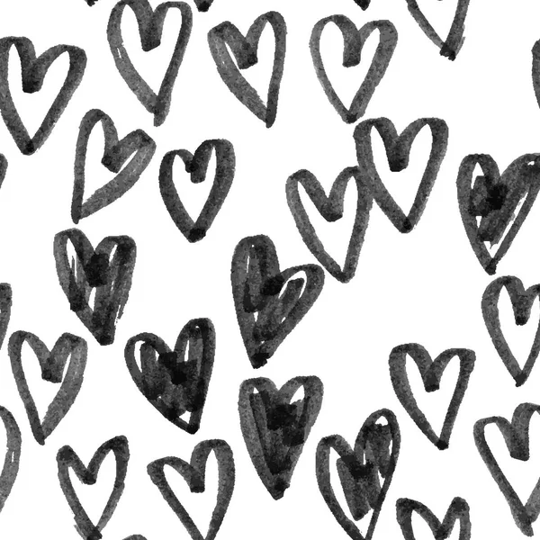 Patrón de corazones dibujado a mano dibujo vectorial. Corazón sin costuras arte fondo mano dibujado por marcador o rotulador pluma dibujo. Símbolos románticos para el amor saludando elementos de San Valentín . — Vector de stock