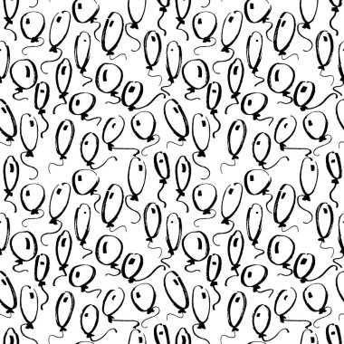 Balonlar seamless modeli, el çekilmiş baloons izole, yarım yamalak tek renkli doku