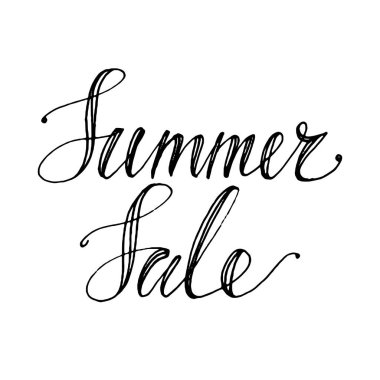 El vektör yazı çekilmiş. Yaz Satılık el ile ifade. Vektör illüstrasyon izole. Modern hat el yazısı. Kartpostallar, posterler, baskılar, tebrik kartları için yazıt.