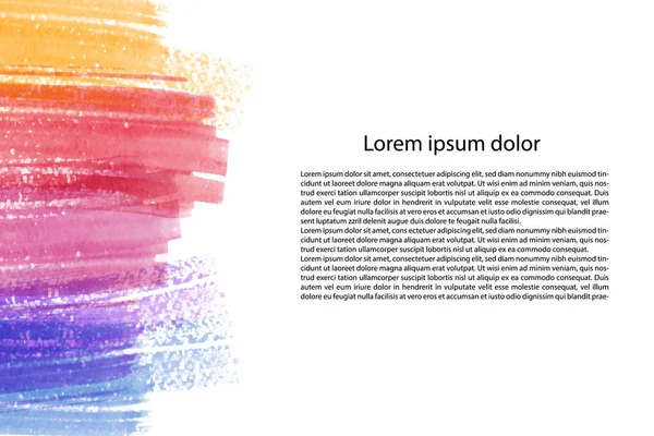 Uměleckého pozadí vektor s tahy štětce, akvarel vzhled pozadí s prázdný prostor, šablona stránky s barevnými malovanými skvrny na straně — Stockový vektor