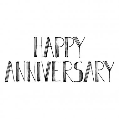 El vektör yazı çekilmiş. Evlilik yıldönümümüz kutlu olsun el ile ifade. Vektör illüstrasyon izole. Modern hat el yazısı. Kartpostallar, posterler, baskılar, tebrik kartları için yazıt.