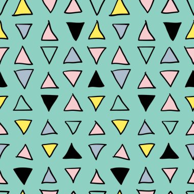 Soyut geometrik sorunsuz elle çizilmiş desen. Modern serbest el doku. Renkli geometrik doodle arka plan.