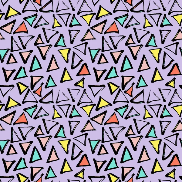 Patrón dibujado a mano sin costura geométrica abstracta. Textura moderna de manos libres. Fondo geométrico doodle colorido . — Vector de stock