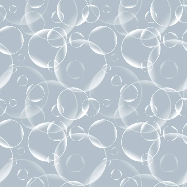 Vector seamless pattern with realistic bubbles. Abstract background. Monochrome backdrop. — Stock Vector