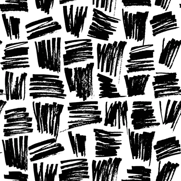 Abstract geometric seamless hand drawn pattern. Modern grunge texture. Monochrome marker painted background. — Stock Vector